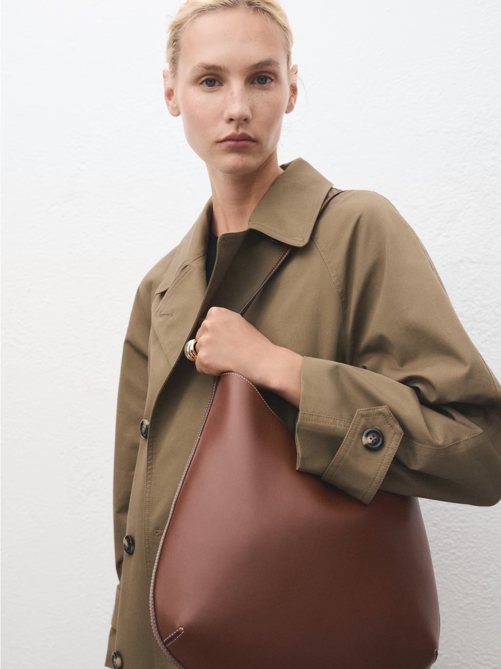 Mango Large Oval Shoulder Bag in Brown - Picture 2 of 11